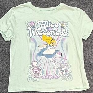 Alice in Wonderland‎ Graphic T Shirt Womens Large Light Green Disney Characters